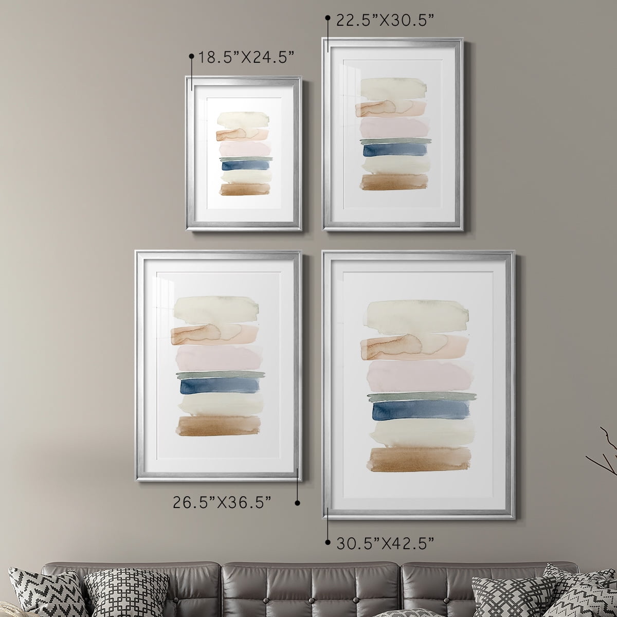 Wexford Home Faint Swatches I Premium Framed Print, 22.5" x 30.5" - Ready to Hang, Silver (Set of 2)