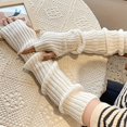 thumbnail image 7 of CUITING Minimalist Monochrome Striped Sleeves Stylish Soft Warm Elastic Arm Cover Autumn Winter Coldproof Fingerless Long Sleeves With Thumb Hole, 7 of 7