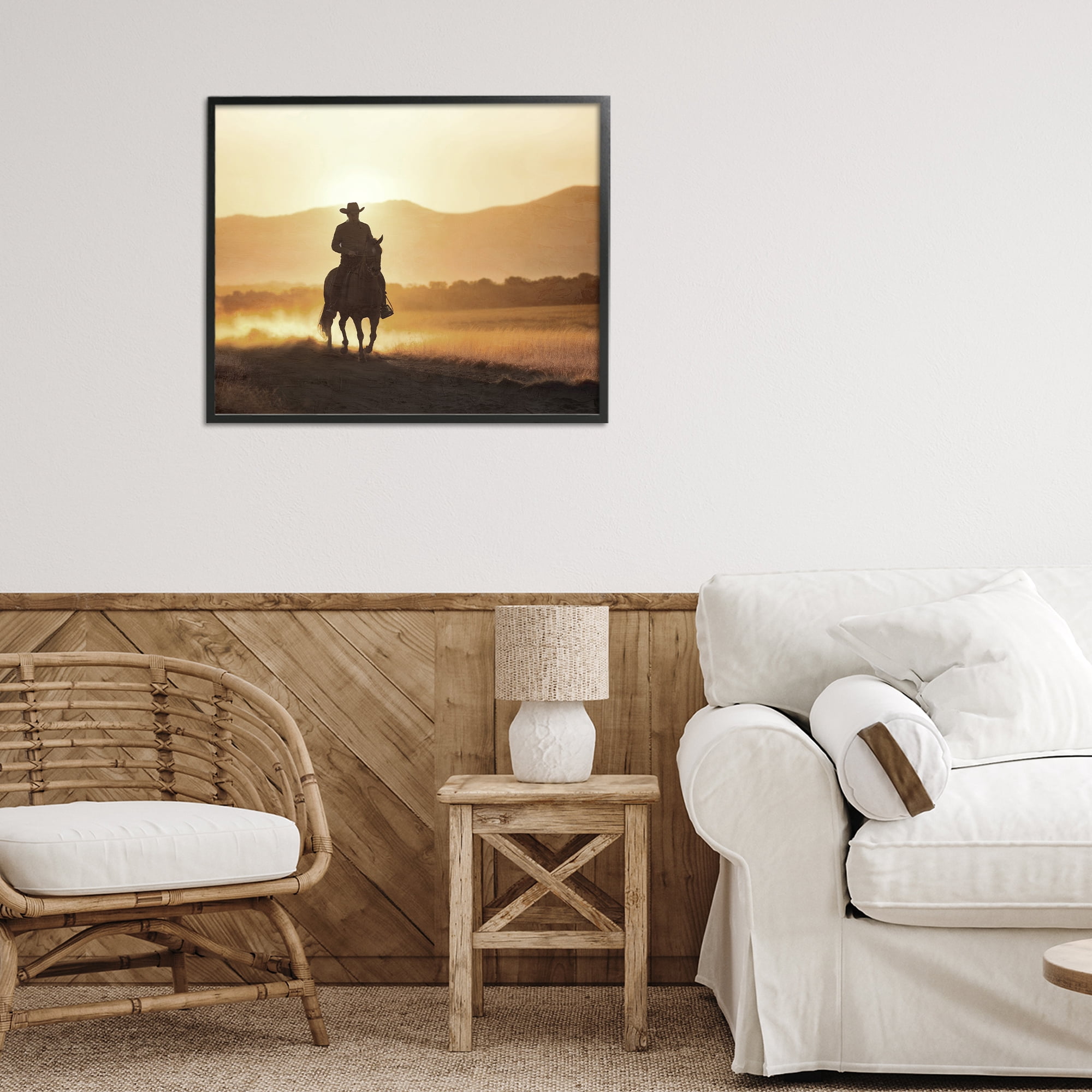 Stupell Industries Cowboy's Ride Home Black Framed Giclee Art, design by Kim Allen