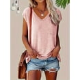 thumbnail image 4 of MORTTIC 3-Pack Women's Casual V-Neck T-Shirts Solid Color Short Sleeve Tee Tops for Everyday Wear, 4 of 5