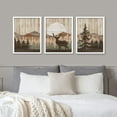 thumbnail image 5 of PixonSign Framed Canvas Print Wall Art Set - Moose Deer Sunset Mountain Forest Art - Set of 3 Animal Landscape Modern Art Geometric Abstract Rustic Wall Décor - 12"x16"x3 Panels White, 5 of 5