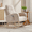 Beige, variant on Rocking Chair Nursery with 26'' High Backrest, Teddy Upholstered Glider Rocker with Side Pocket, Accent Armchair with Solid Wood Legs for Living Room, White