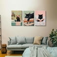 thumbnail image 2 of 3Pcs Funny Cat Wall Art Bathroom Wall Decor Cat and Book Canvas Picture Pink Girl Room Poster Print Modern Preppy Style Painting for Bedroom Living Room Ready to Hang (12x16in Canvas), 2 of 7
