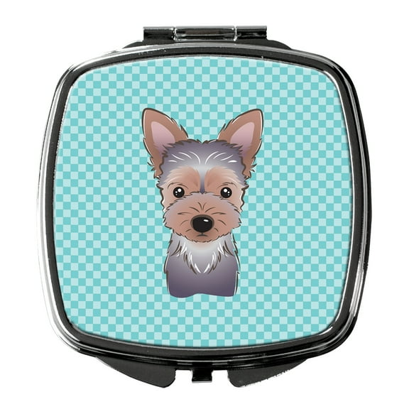 Checkerboard Blue Yorkie Puppy Compact Mirror BB1170SCM