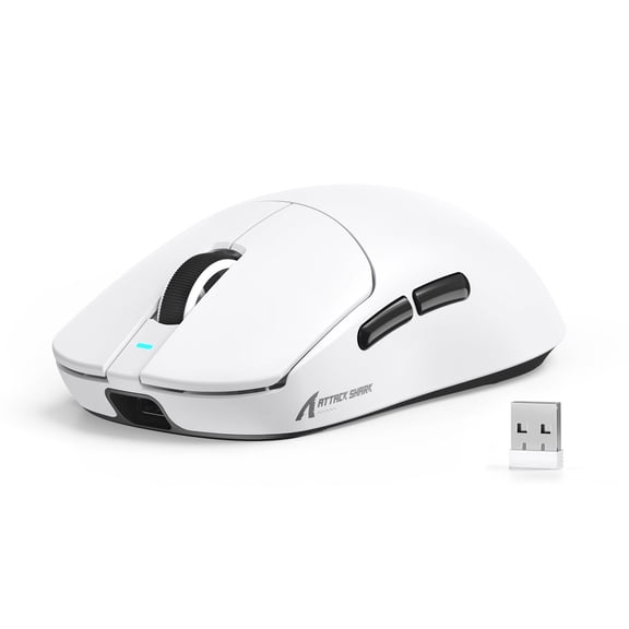 ATTACK SHARK X8SE Mouse for Large Hand, 55g SUPERLIGHT, PixArt PAW3311 Gaming Sensor, BT/2.4G Wireless/Wired, Adjustable DPI up to 25000, 500mAh Battery (White)
