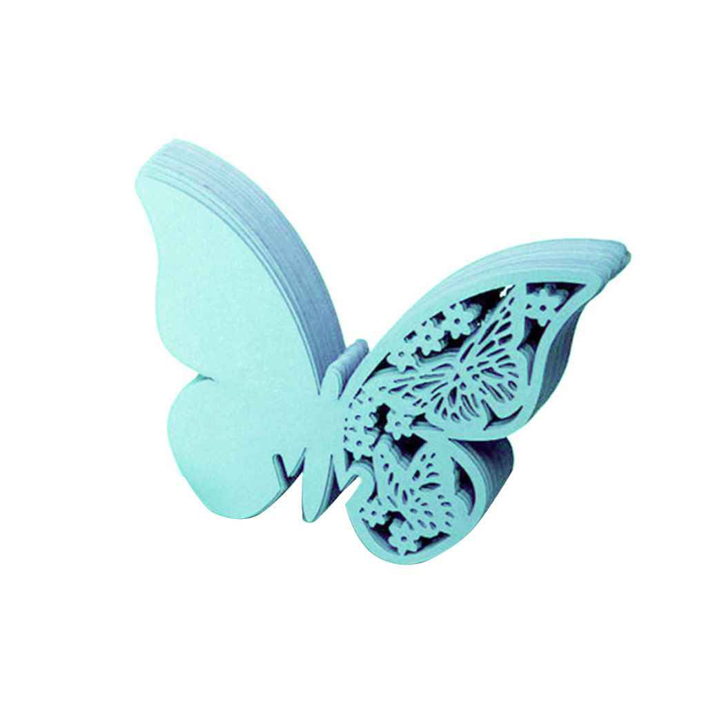 Pack of 20 Laser cut Silver Butterfly Name Place Cards for Wedding Wine Glass