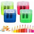 thumbnail image 1 of Pencil sharpener with cap, 2025 new double-hole compact colored handheld pencil sharpener, manual pencil sharpener, crayon colored liner pen small pencil sharpener (random color 1 piece), 1 of 6