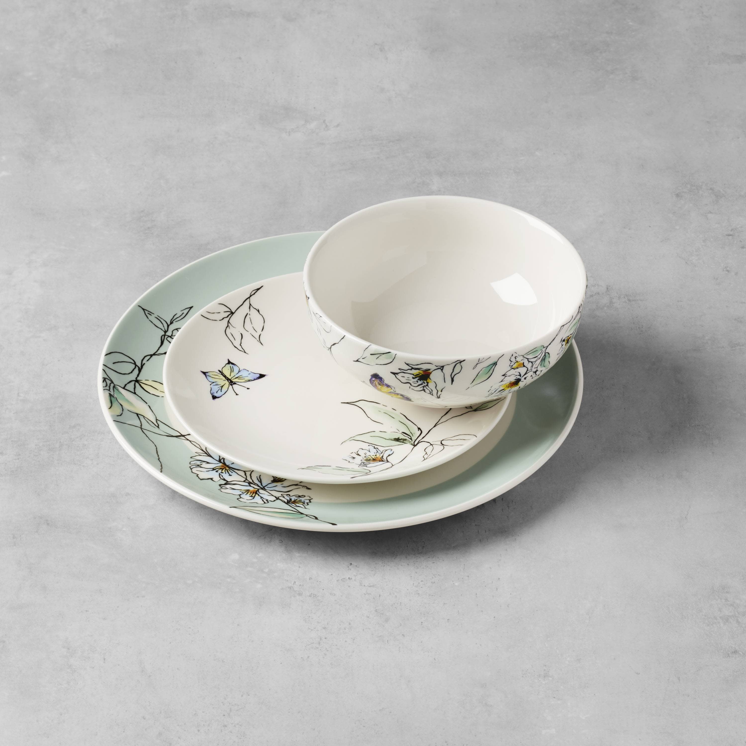 国内初の直営店 Oneida Entertain Set Dinnerware Botanica 12-Piece 365 工芸品