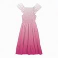 thumbnail image 5 of HCNTES Girls Casual Dresses Sweet Pink and White Ombre Smocked Ruffle Sleeve Dress for Summer, 5 of 6