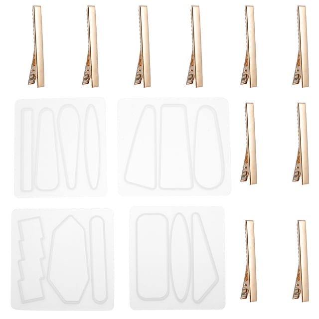 Shisuyan 14 Pcs Moule à Pince à Cheveux en Résine Silicone Barrette Époxy Moules à Bijoux