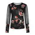 thumbnail image 4 of Camisas casuales de manga larga de malla con estampado Floral para mujer, jersey a rayas con cuello redondo, blusa, túnica, Tops de manga larga de encaje Pompotops gfhjh18260, 4 of 5