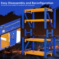 thumbnail image 6 of Welfiya 59"Wide Garage Shelving Unit,3500LBS Heavy Duty Storage Shelves,4-Tier Metal Industrial Shelving,Adjustable Standing Shelf for Warehouse,Basement,Workshop,59.1"W x 23.6"D x 78.7"H,Blue&Orange, 6 of 9
