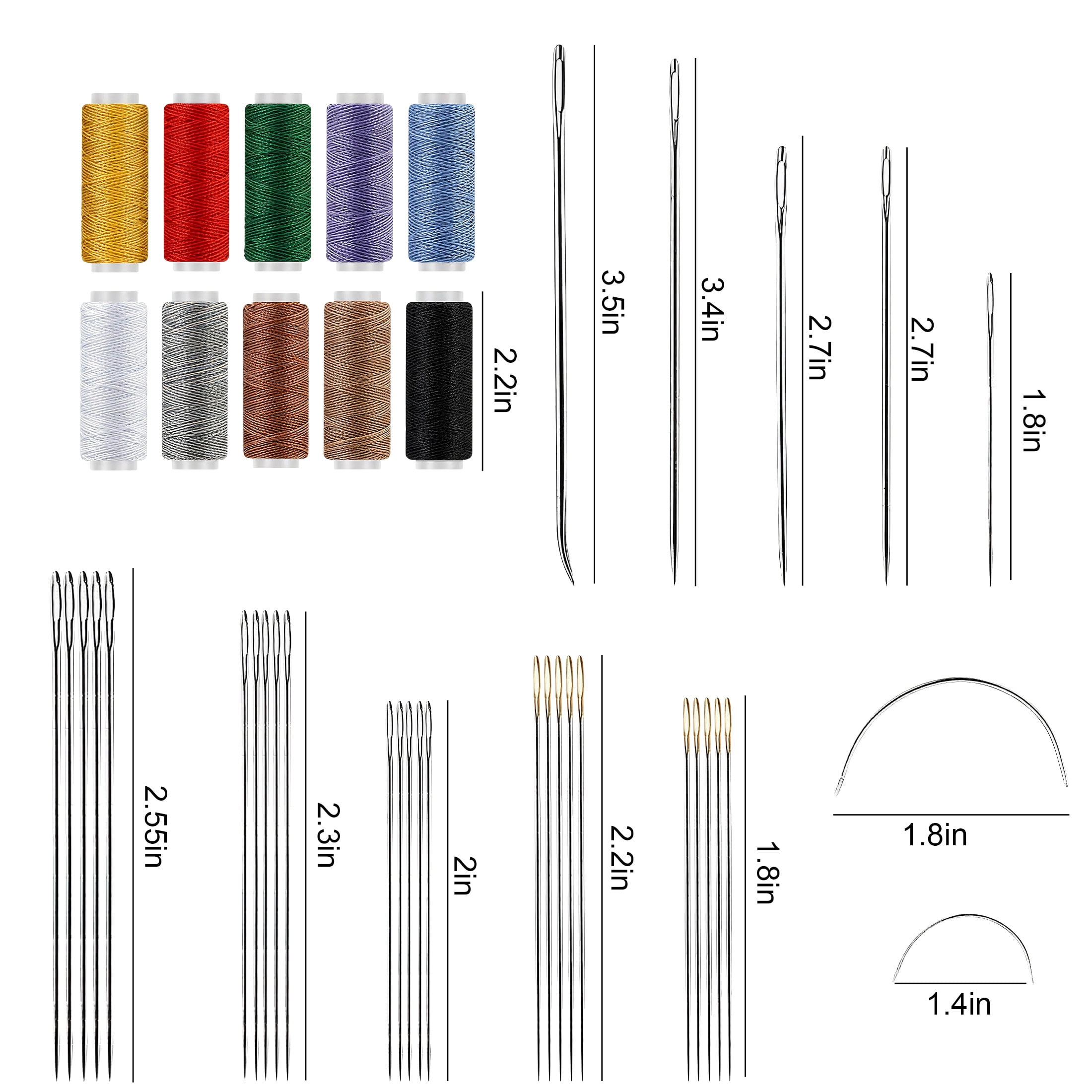 58pcs Leather Sewing Kit, TSV Upholstery Repair Sewing Kit, Heavy Duty Sewing Kit with Sewing Awl, Seam Ripper, Leather Hand Stitching Needles, Threads
