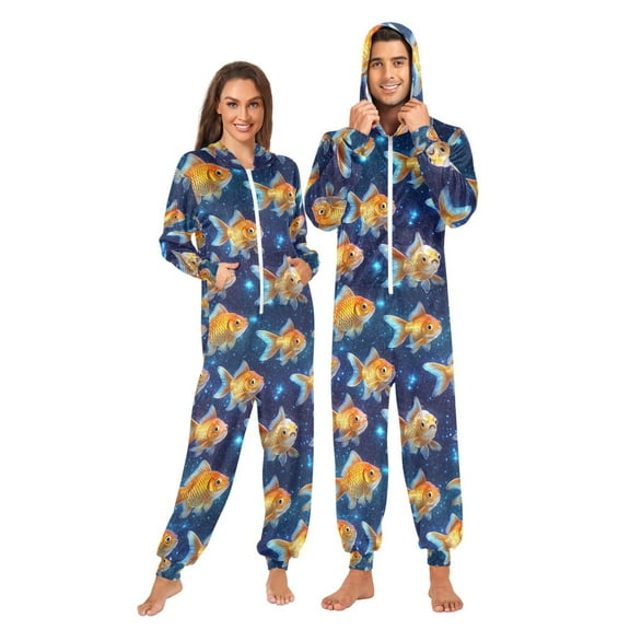 joogoo Goldfish in Starry Unisex Adults Onesies Pajamas Jumpsuits L