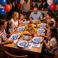 thumbnail image 4 of 96PCS 4th of July Tableware Set for 24 Guests, USA 250th Patriotic Paper Plates and Napkins with Red Blue Forks, Disposable Party Supplies for BBQ Picnic, 4 of 8