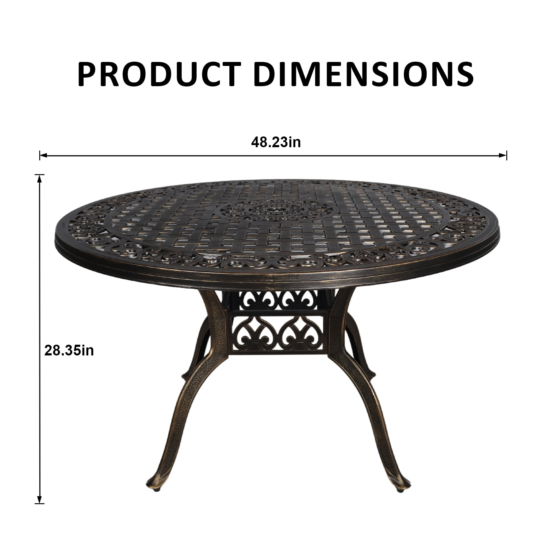 5 Piece Outdoor Dining Set for 4 Person,Cast Aluminum Patio Table and Chairs Set,All-Weather Round 48" Patio Dining Table with 2.36" Umbrella Hole,Patio Furniture Dining Set for Balcony Garden,Bronze