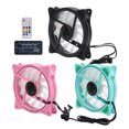 thumbnail image 4 of Ventiladores de refrigeración con controlador ARGB, 3 unidades, 11 aspas, silencioso, 1200 rpm, 12 V, verde, negro y rosa, 4 of 14