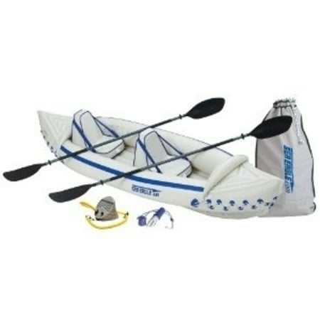 UPC: 0023634081597 | Sea Eagle SE330 Two Person Inflatable Sport Kayak Boat with Seats Paddles Bag and Pump-Affordable-Lightweight-Portable Pro Package