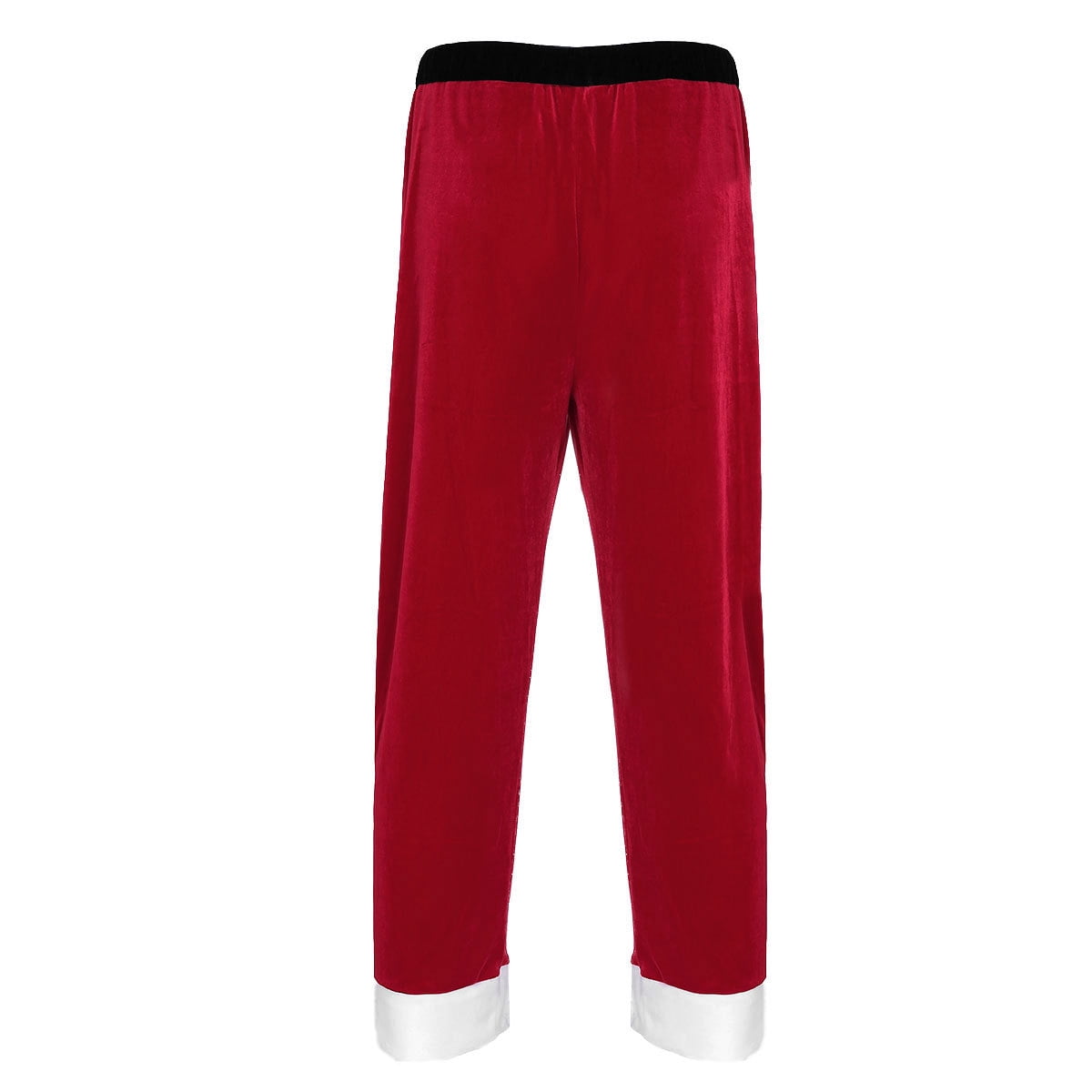 DPOIS Men's Red Velvet Long Pants Trousers Santa Claus Cosplay Trousers  Christmas Red M 