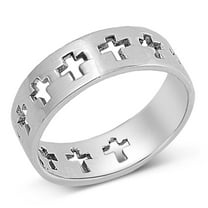 Sterling Silver Popular Women's Men's Cross Ring 925 Band Jewelry Female Male Unisex Size 13