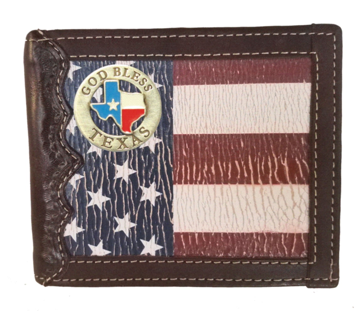 Genuine Texas Brand Custom God Bless Texas Bifold Wallet with a