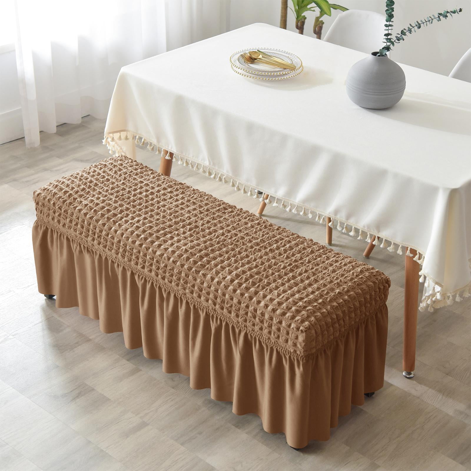 Long Bench Cover Stretch Seat Case Protector Removable Piano Bench Cushion Cover for Hotel Kitchen Bedroom Living Room Decor Light Coffee