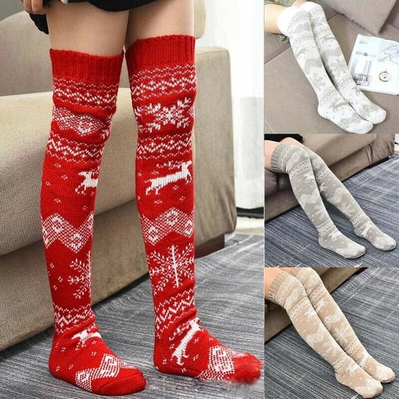 JJHGVB Thigh High Socks Thigh High Socks for Christmas High Socks Women Cute Socks Over the Knee High Socks Thigh High Stockings Casual Socks Sports Socks Womens Socks Beige One Size