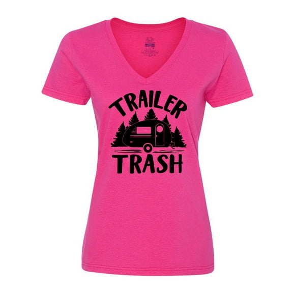 Inktastic Trailer Trash- Camping Humor Women's V-Neck T-Shirt