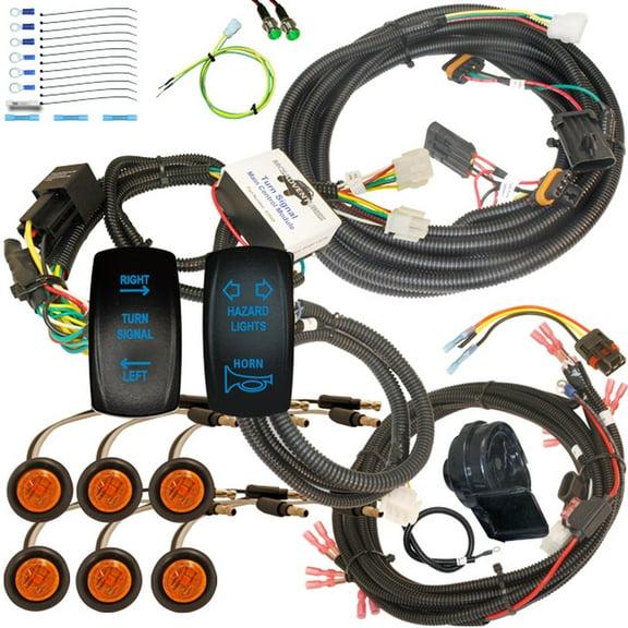 MCSADVENTURES Plug and Play Turn Signal Kit with Vertical Horn/Hazard for 14 RZR, 18 Ranger xp - amber/amber