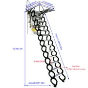 Telescoping Attic Pull Down Ceiling Ladder Folding Loft Stairs 31.5*35.4 Black and White 13 Steps
