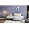 thumbnail image 2 of DreamBuck Full Upholstered Platform Bed with Trundle, Linen Upholstered Platform Bed Frame with Headboard, Trundle Can be Flat or Erected, Full Bed Frame for , Teens, Adults, No Box Spring Needed, 2 of 9