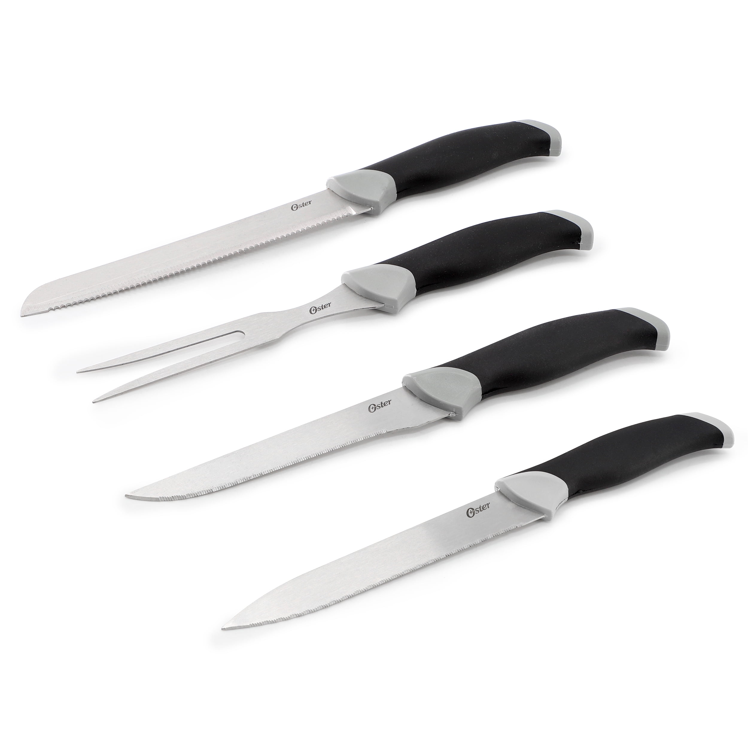 Oster Lindbergh 22 Piece Stainless Steel Cutlery Set with Storage Block in Black
