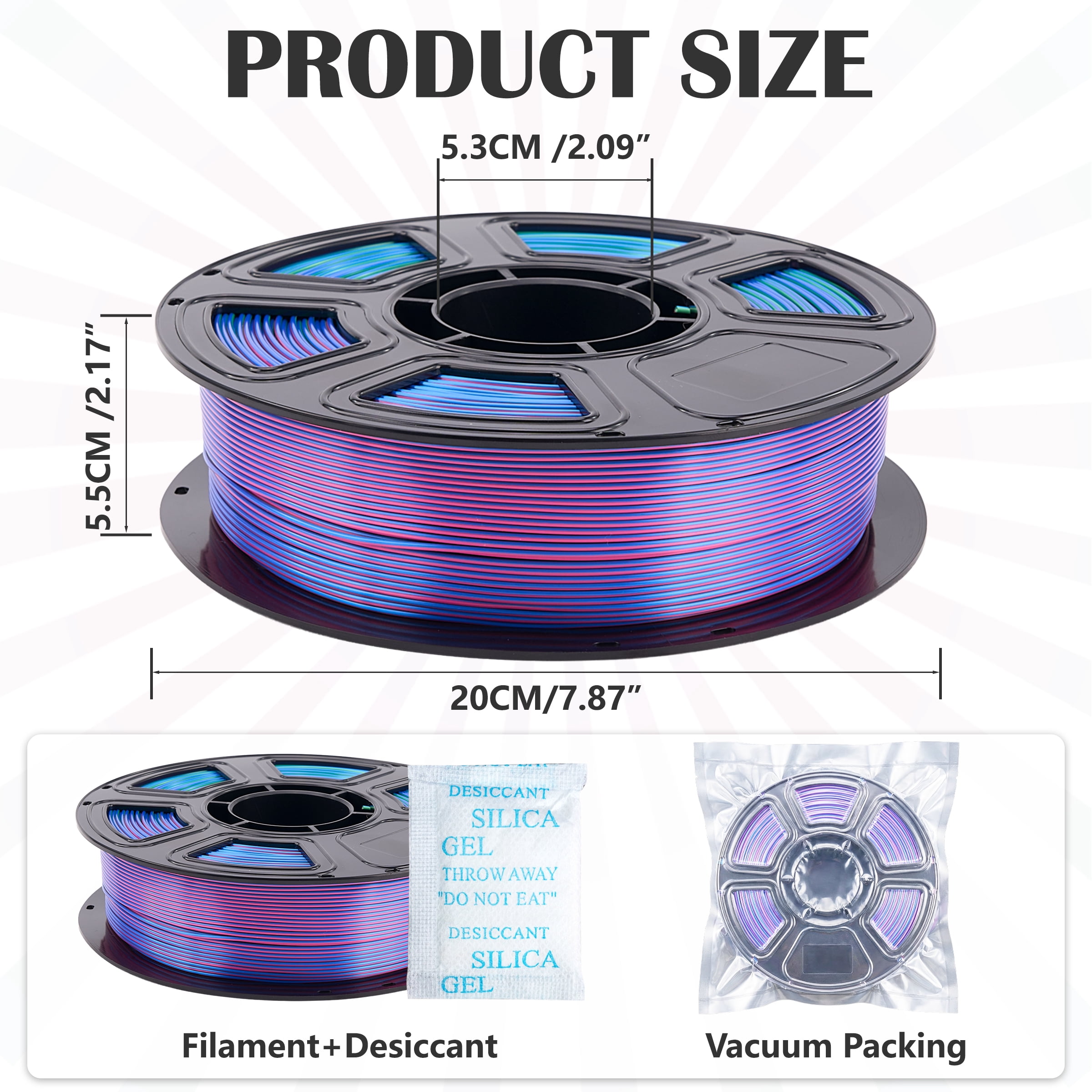 DualFerv PLA Filament 1.75mm, 1KG/2.2lbs PLA 3D Printer Filament, Burnt Titanium