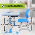 thumbnail image 6 of Kids Study Table and Chair Set, Height Adjustable, Blue, 6 of 8