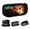 thumbnail image 2 of Estuche de lápices con llamas de pelota de fútbol Kawaii para niñas y niños, gran almacenamiento, bolsa de lápices con llamas de fútbol, suministros escolares hola suerte unisex, 2 of 2