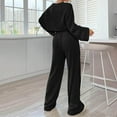 thumbnail image 3 of Ensemble Assorti Deux Pièces pour Femmes Col Rond Ourlet Fendu Tee et Pantalon Survêtement, 3 of 5