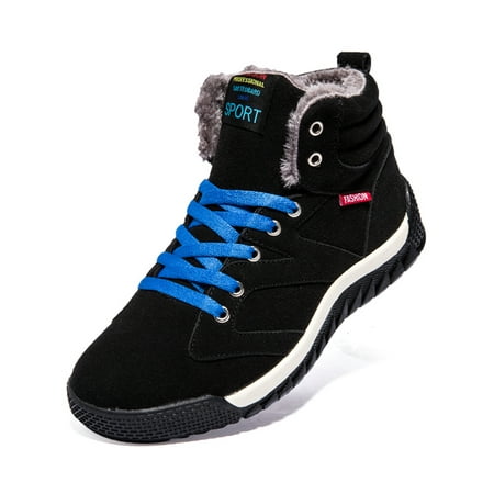 Men' Winter Sneaker Fur Lined Fashion Lace-Up High Top Skate Shoes Outdoor Warm Ankle Snow