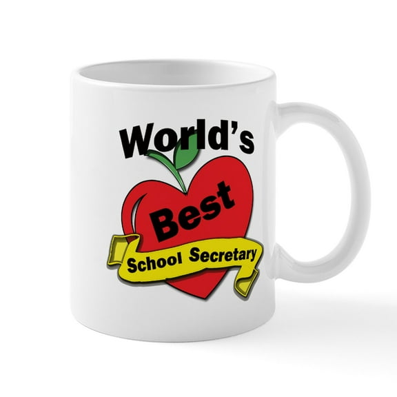 CafePress - Worlds Best School Secretary Mugs - 11 oz Ceramic Mug - Novelty Coffee Tea Cup