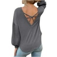 thumbnail image 3 of Women's Waffle Knit Sweater Tops Long Sleeve Loose-Fit Pullover Hoodie Solid Color Casual Blouse Sweatshirt, 3 of 5
