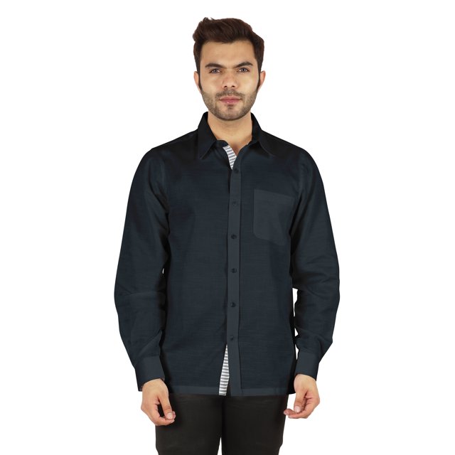 Bestman Formal Classic Button Down Cotton Shirts Inner Contrast Regular Fit Office Shirt For Mens