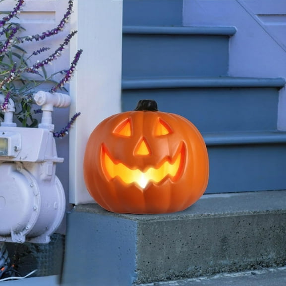 9 Inch Jack-O'-Lantern Light Up Pumpkin - Halloween Decor For Party, Home Indoor/Outdoor