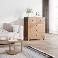 thumbnail image 5 of 5 Drawer Chest, Tall Chest of Drawers Closet Organizers and Storage Clothes with Round Shape Handle for Bedroom Living Room, Hallway, Light Brown, 5 of 6