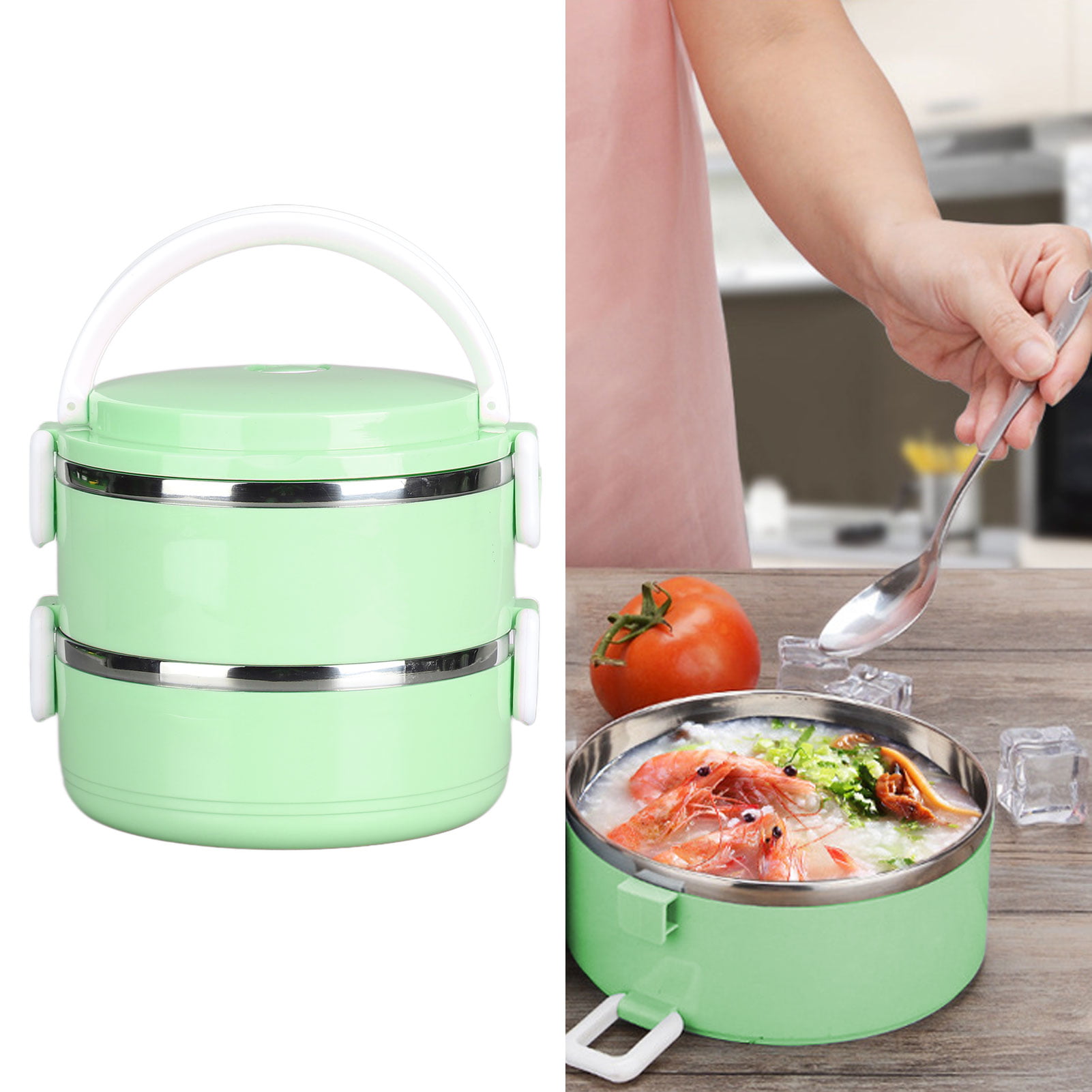 1pc 316 Stainless Steel Thermal Lunch Box With Subdivided