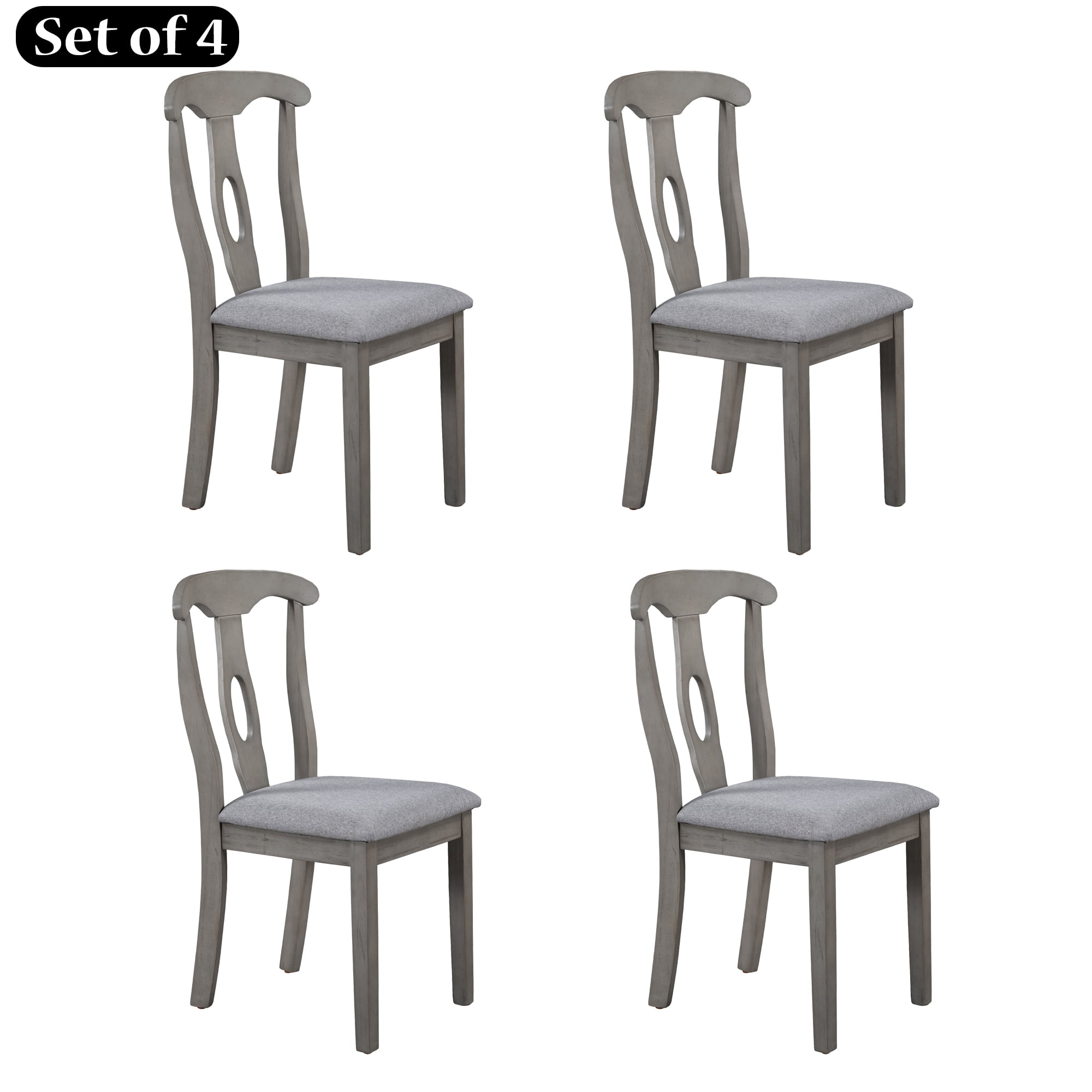 Set of 4 Rustic Upholstered Fabric Dining Chairs Parson Chair with