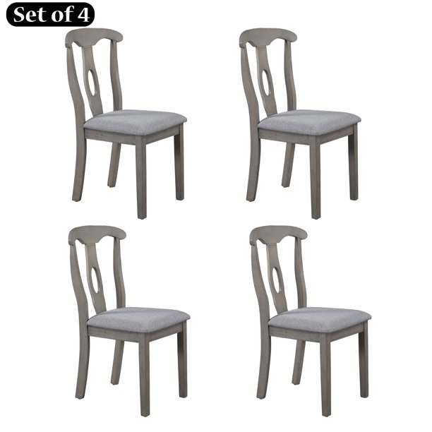 Set of 4 Rustic Upholstered Fabric Dining Chairs Parson Chair with