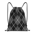 thumbnail image 1 of Drawstring Backpack, Men Ladies Waterproof Sports Backpack Gym Bag-Black Seamless Pattern-Medium Size, 1 of 8