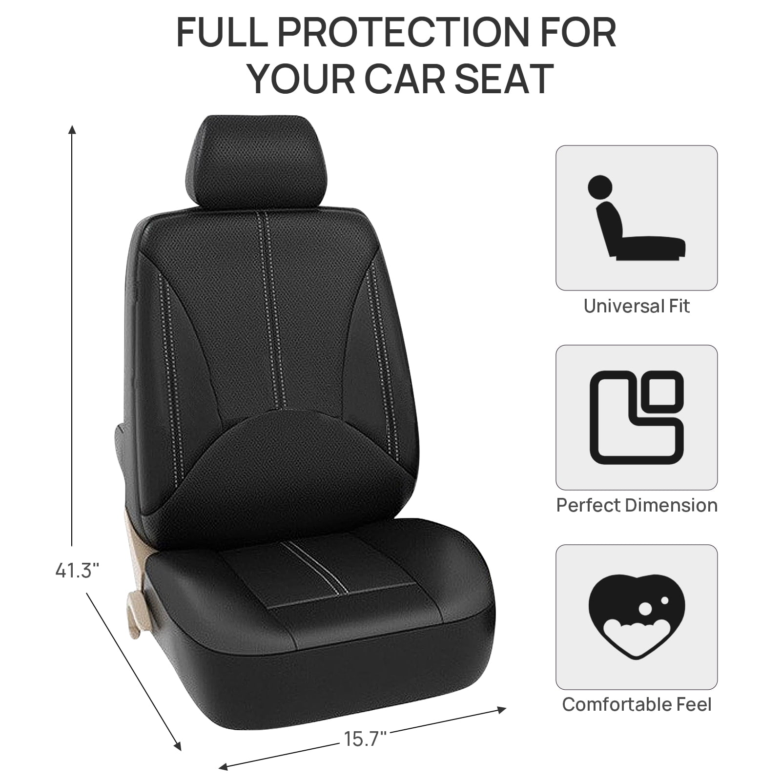 OTOEZ Universal PU Car Seat Cover Breathable 5 Seats Leather Full Set Waterproof Cushion for Sedan SUV Truck