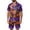 Purple, variant on Leidass Mens Satin Pajama Set Halloween Print Short Sleeve Button Down Sleepwear Set with Shorts Pockets Loose Fit Loungewear Black L