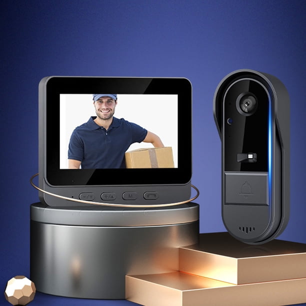 De Timbre De Vídeo Inalámbrico, 8MP Visión Nocturna IP65 Impermeable 2,4 GHz 4,3 Pulgadas Pantalla 1080P Cámara De Timbre De Vídeo Para El Hogar