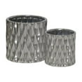 thumbnail image 1 of Urban Trends Collection 45914 Ceramic Cylindrical Pot with Wide Mouth & Embossed Wave Design Body, Silver - Set of 2, 1 of 3
